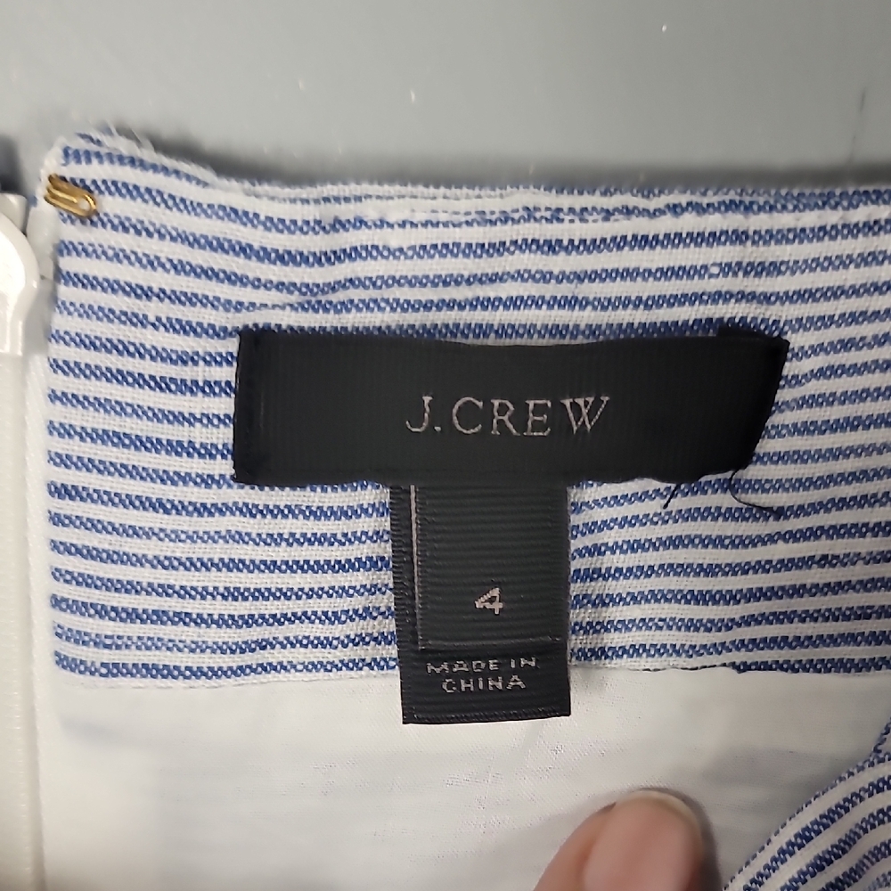 J. Crew Linen Blue and White Striped Wide Leg Pant Suit - Picture 3 of 8